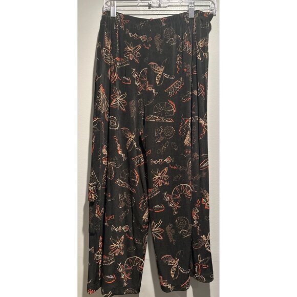 Chico’s Travelers Black Capri Pants Wide Leg Women’s Size 2 Y2K Aztec Fall cozy - Picture 6 of 8